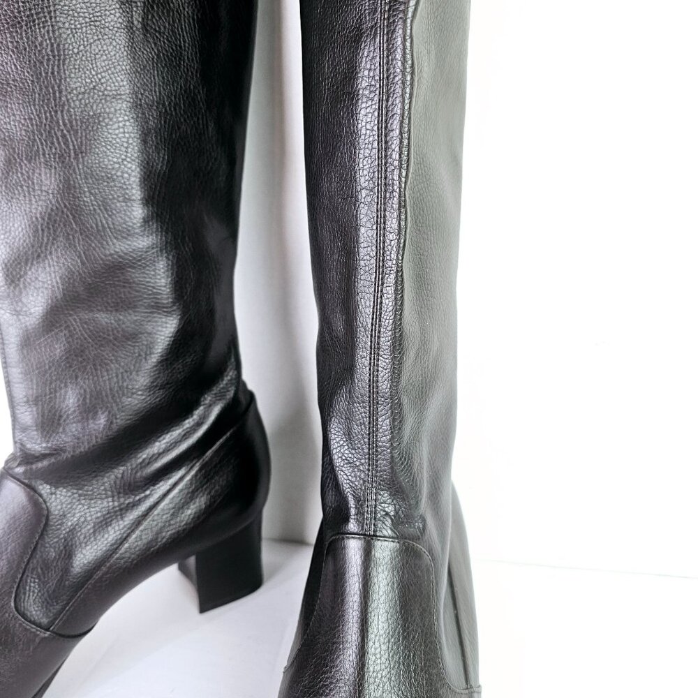 Prevata Tall Brown Nappa Leather Block Heel Pull-on Boot, Italy, $485 MSRP, Sz 9 - Picture 7 of 12